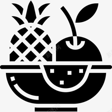水果野餐元素2字形图标图标