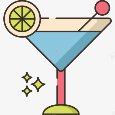鸡尾酒食品饮料6线性颜色图标图标