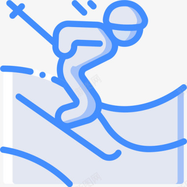 滑雪冬季运动29蓝色图标图标
