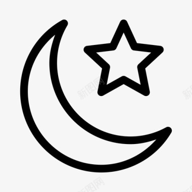 星星漂浮物新月形开斋节月亮图标图标