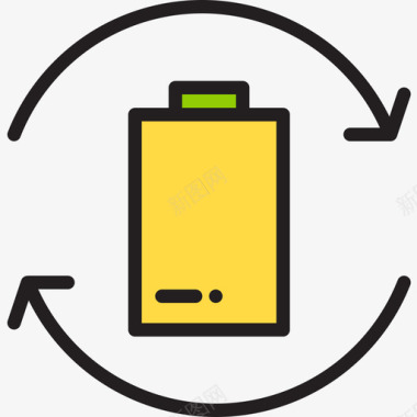 标志信息电池能源生态3线性颜色图标图标