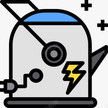 电热水壶电2线性颜色图标图标