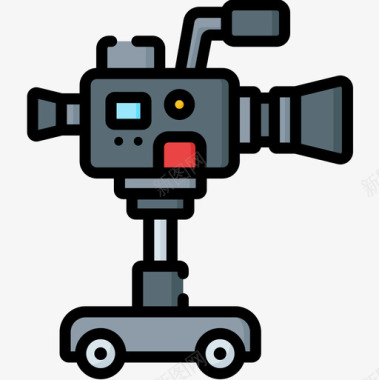 相机电影工业16线性彩色图标图标