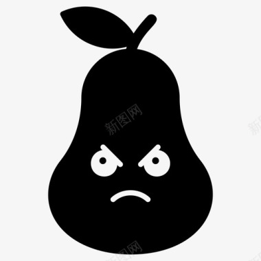 愤怒的梨子脸表情符号情绪图标图标