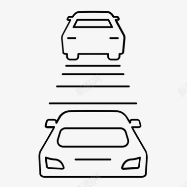 acc汽车自适应巡航控制系统4级制动碰撞图标图标