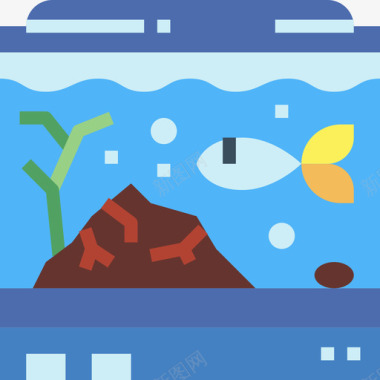 鱼缸水族馆2扁平图标图标