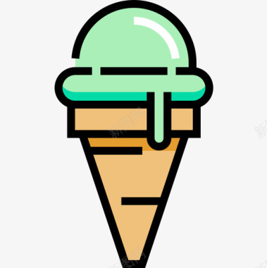 冰激凌冰激凌甜糖果线性颜色图标图标
