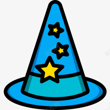 牛仔帽子巫师帽子5线条颜色图标图标