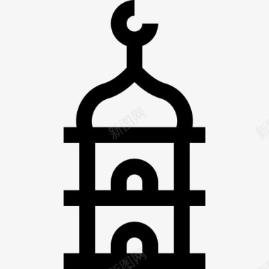 清真寺斋月6日直线图标图标