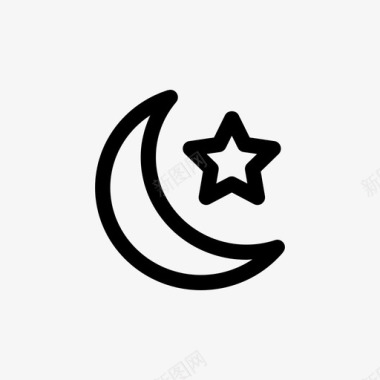 月亮和星星半月夜晚图标图标