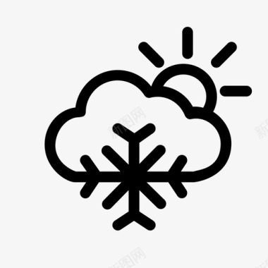 冬天的太阳气候云雪花图标图标
