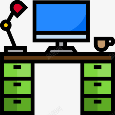邮件标志办公桌办公用品4线性颜色图标图标