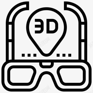 眼镜3d电影院图标图标