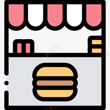 食品店音乐节36线性颜色图标图标
