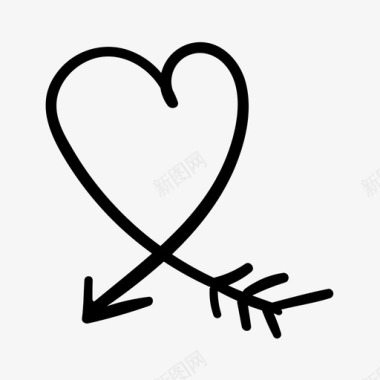 手绘心形爱情箭头手绘心形图标图标