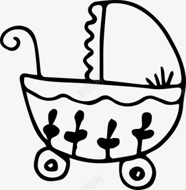 婴儿车老式学步车婴儿用品系列图标图标