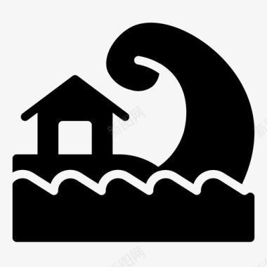 自然海啸灾难自然图标图标