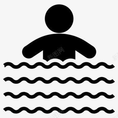 游泳自由泳冲浪图标图标