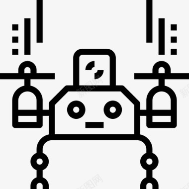 安卓机器人工程8线性图标图标