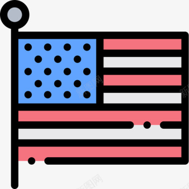 美利坚合众国美国11线性颜色图标图标