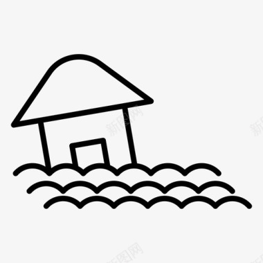 自然洪水房屋自然图标图标