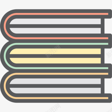 书籍办公用品5线性颜色图标图标