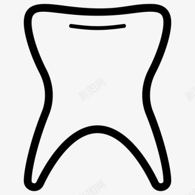牙齿珐琅质牙齿表情符号线向量图标图标