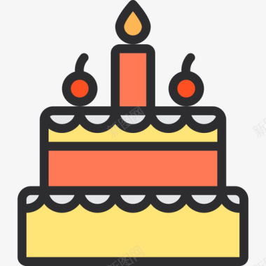 生日蛋糕节日4线性颜色图标图标