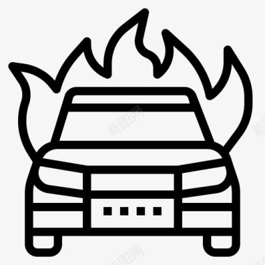 火灾汽车保险图标图标