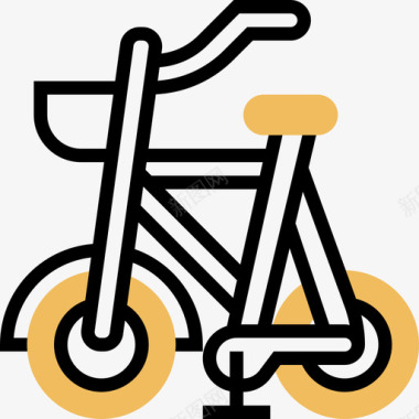 自行车交通工具和车辆4黄色阴影图标图标
