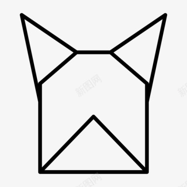 折纸波士顿折纸狗折纸动物图标图标