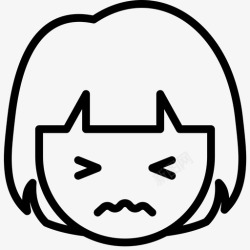 困惑的女孩困惑表情脸图标高清图片