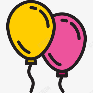 气球派对54线性颜色图标图标