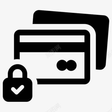 信用卡安全信用卡锁图标图标