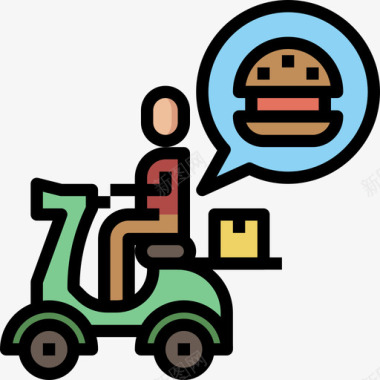 食品和餐厅交付元素2线性颜色图标图标