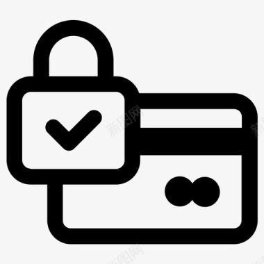 信用卡安全信用卡锁图标图标