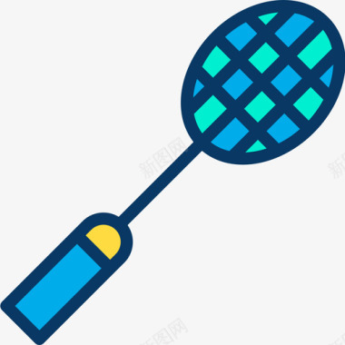 羽毛球运动和游戏7线颜色图标图标