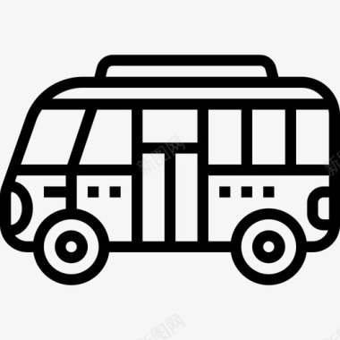 公共汽车运输和车辆1直线图标图标