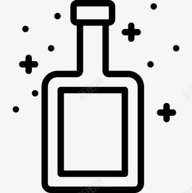 瓶装酒精饮料线性图标图标