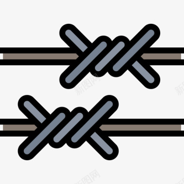 带刺铁丝网军事元素2线性颜色图标图标
