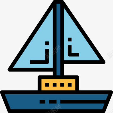 线型帆船运输108线型颜色图标图标