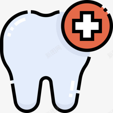 牙齿护理健康46线性颜色图标图标