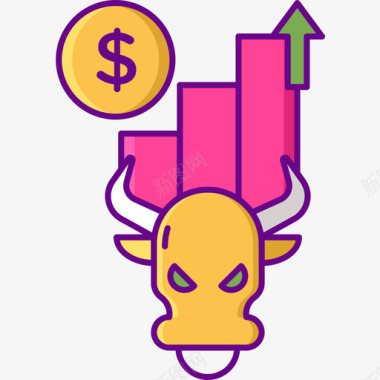 公牛公牛投资5线性颜色图标图标