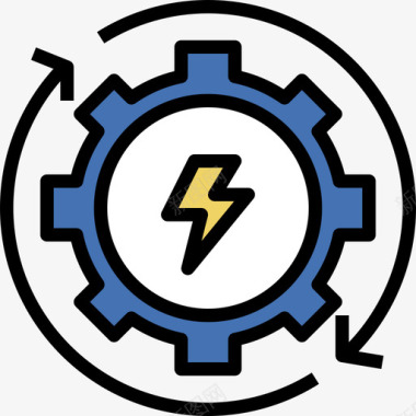 内齿轮齿轮动力和能量12线性颜色图标图标