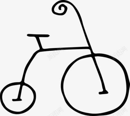 手绘自行车老式自行车旧校车图标图标