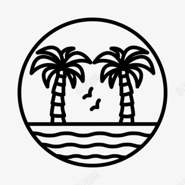 海边度假短裤海滩假日棕榈树图标图标