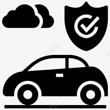 传感器汽车保护汽车保险安全车图标图标
