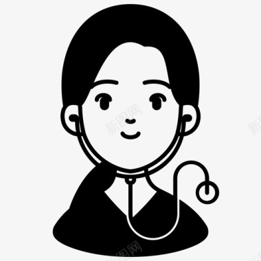 女性护士护士化身职业医生图标图标