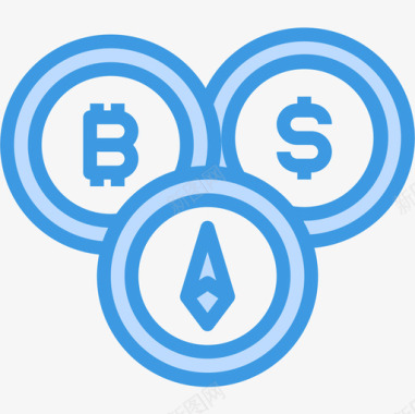 加密货币加密货币加密货币和比特币5蓝色图标图标