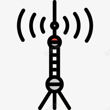 信号塔塔中国58线性颜色图标图标